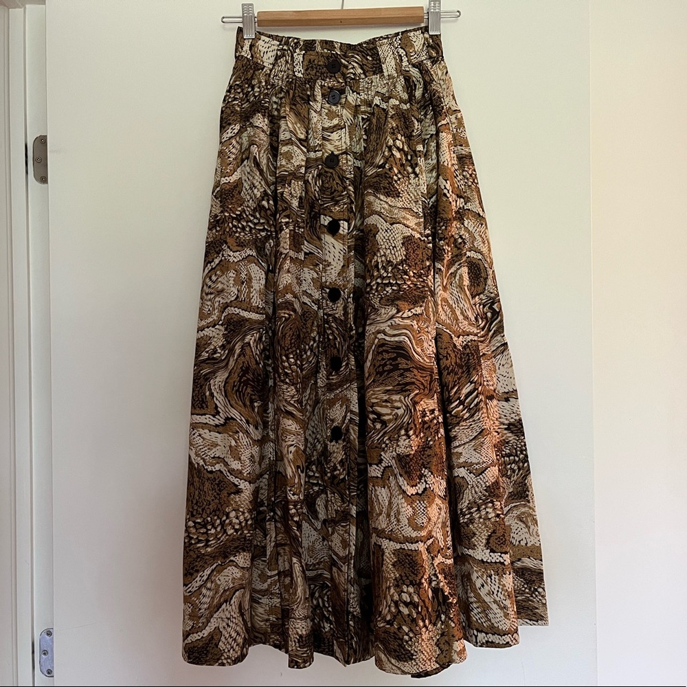 Ganni Midi Skirt Cotton Poplin DK Size 34